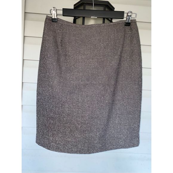 Lafayette 148 New York Virgin Wool Blend Gray Tweed Pencil Skirt, Size 8 - Picture 1 of 7
